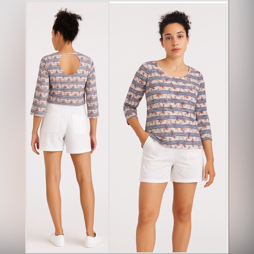 Loop 18 Floral Striped Open-Back Top – Size 25/27